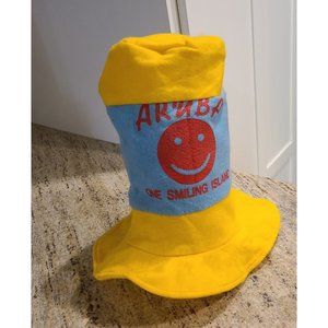 Vtg Aruba Tall Felt Top Hat One Smiling Island Travel Caribbean. Happy Face